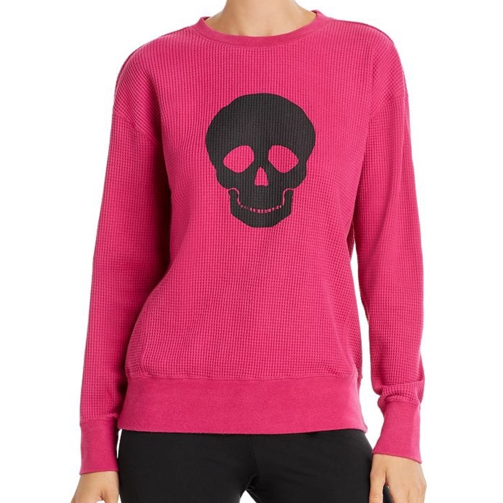 Bloomingdales Aqua Athletic Skull Waffle Knit Tee Size Medium